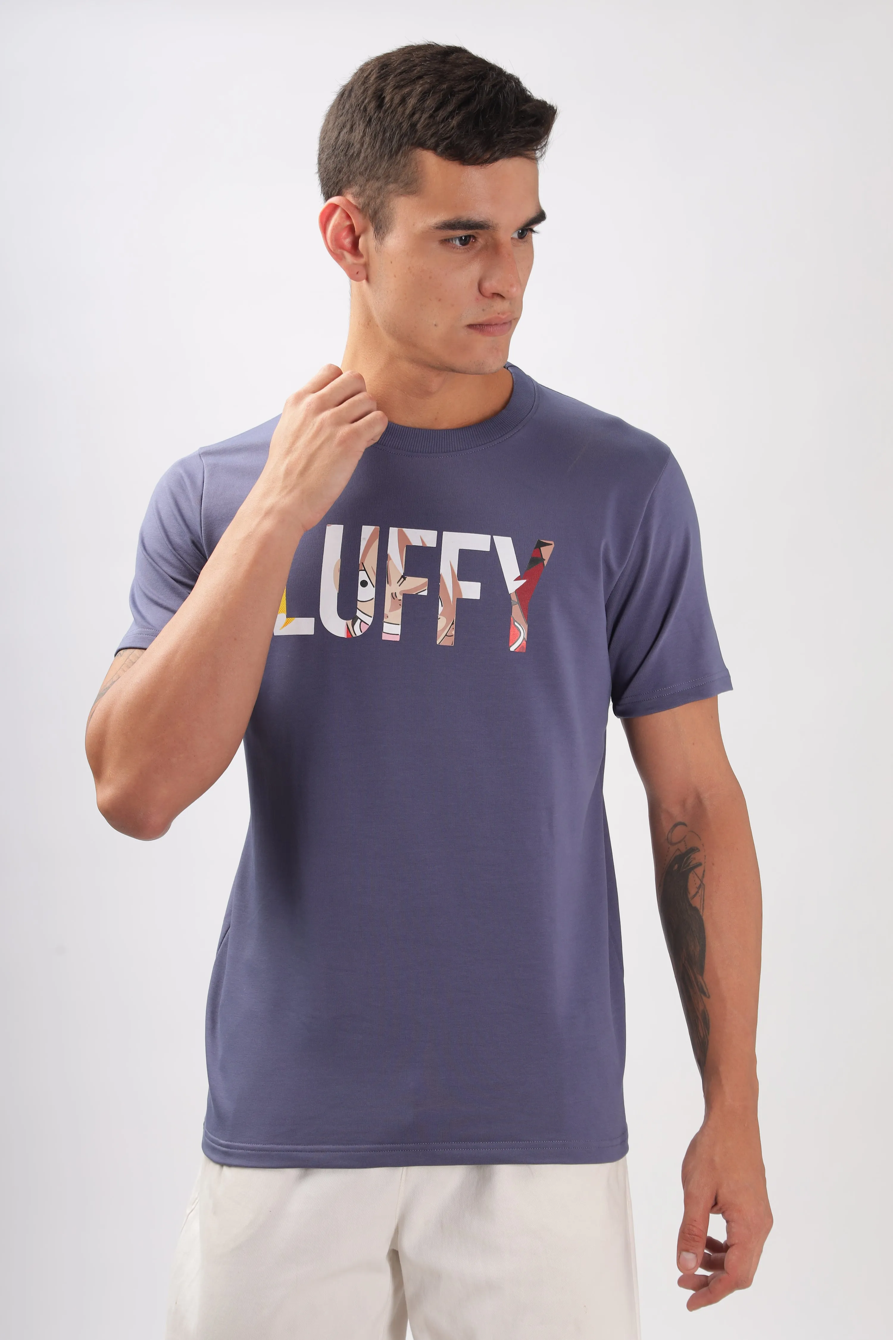 Luffy Graphic Lavender Printed T-Shirt