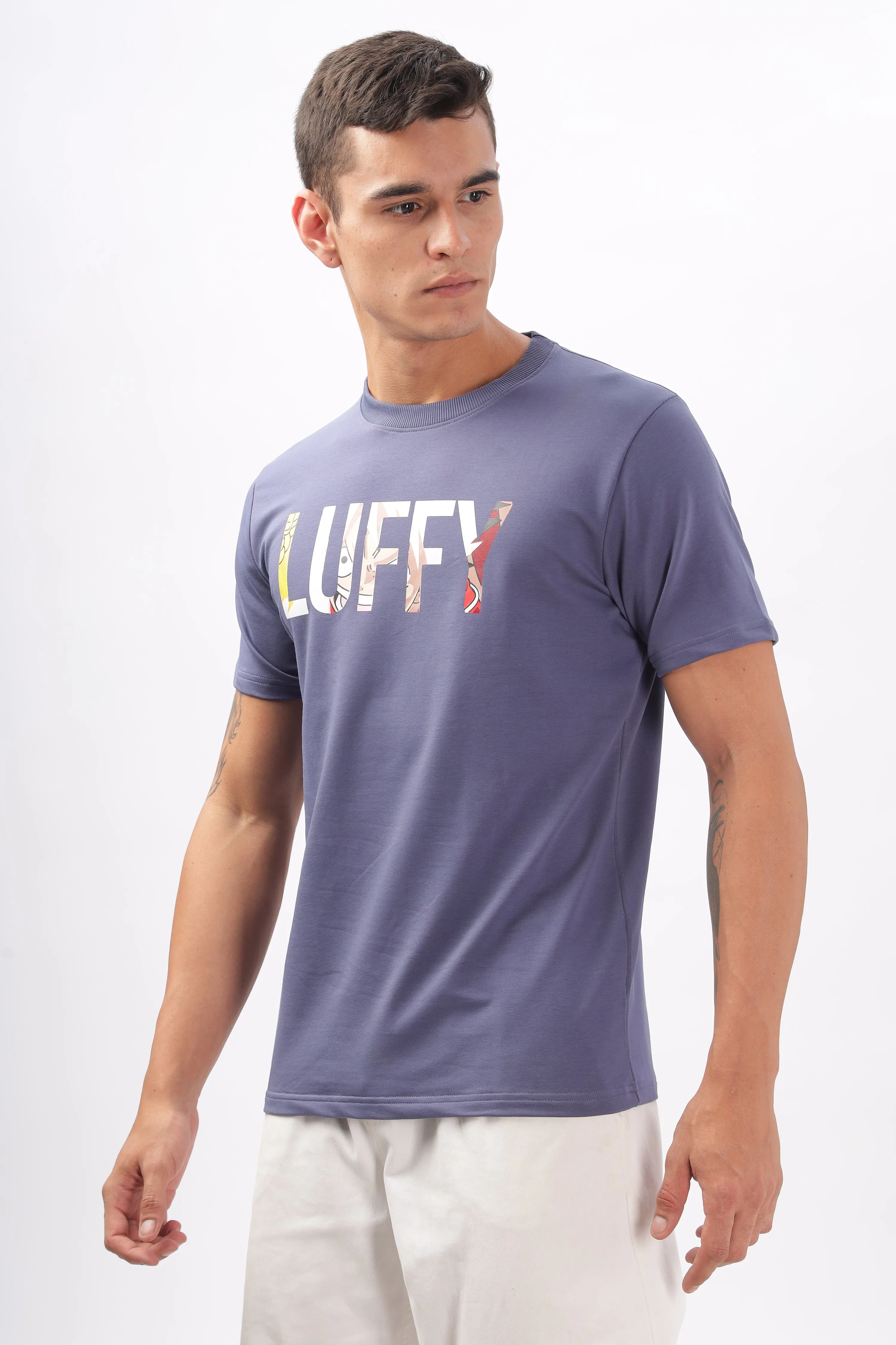 Luffy Graphic Lavender Printed T-Shirt