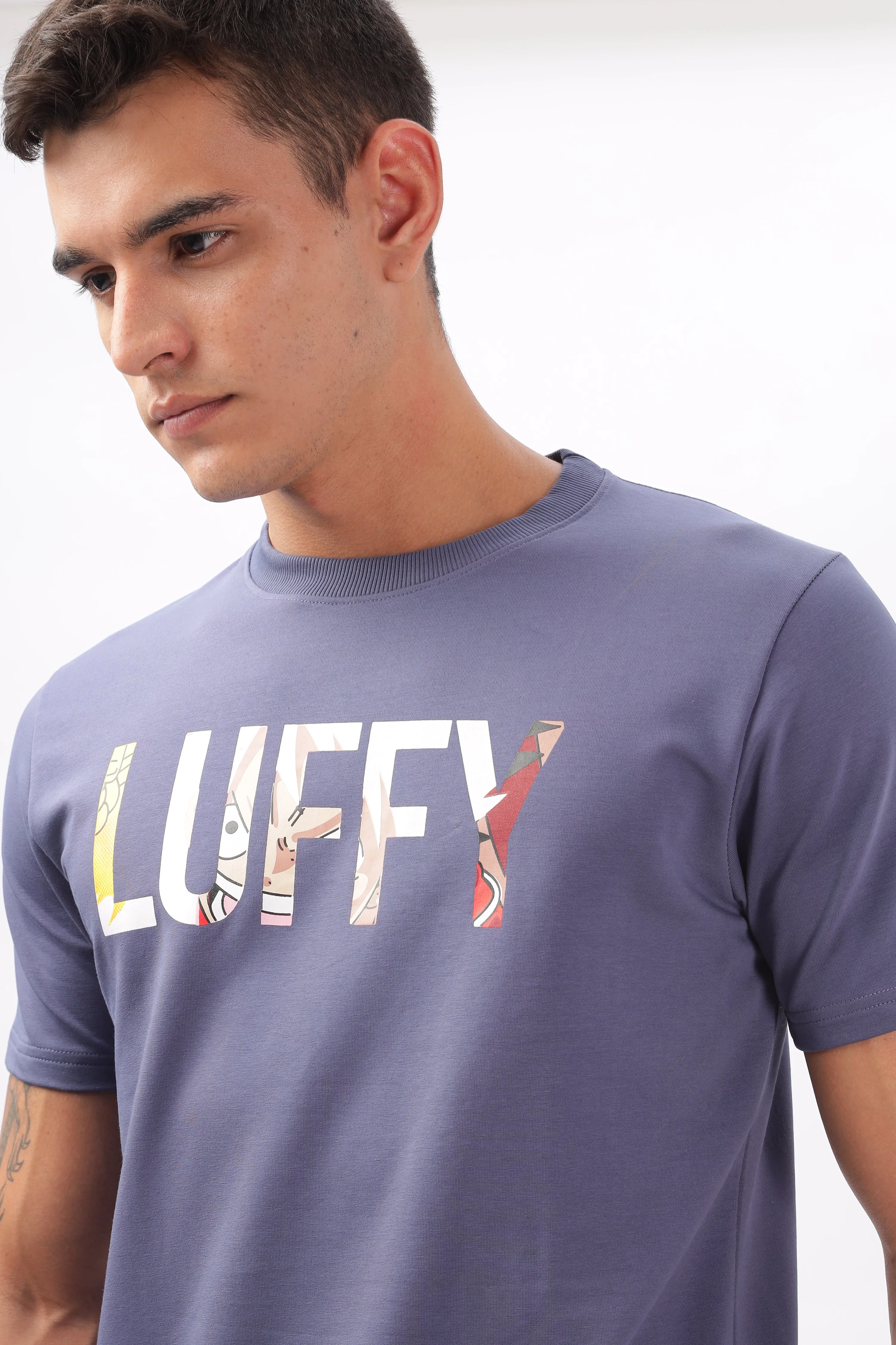 Luffy Graphic Lavender Printed T-Shirt