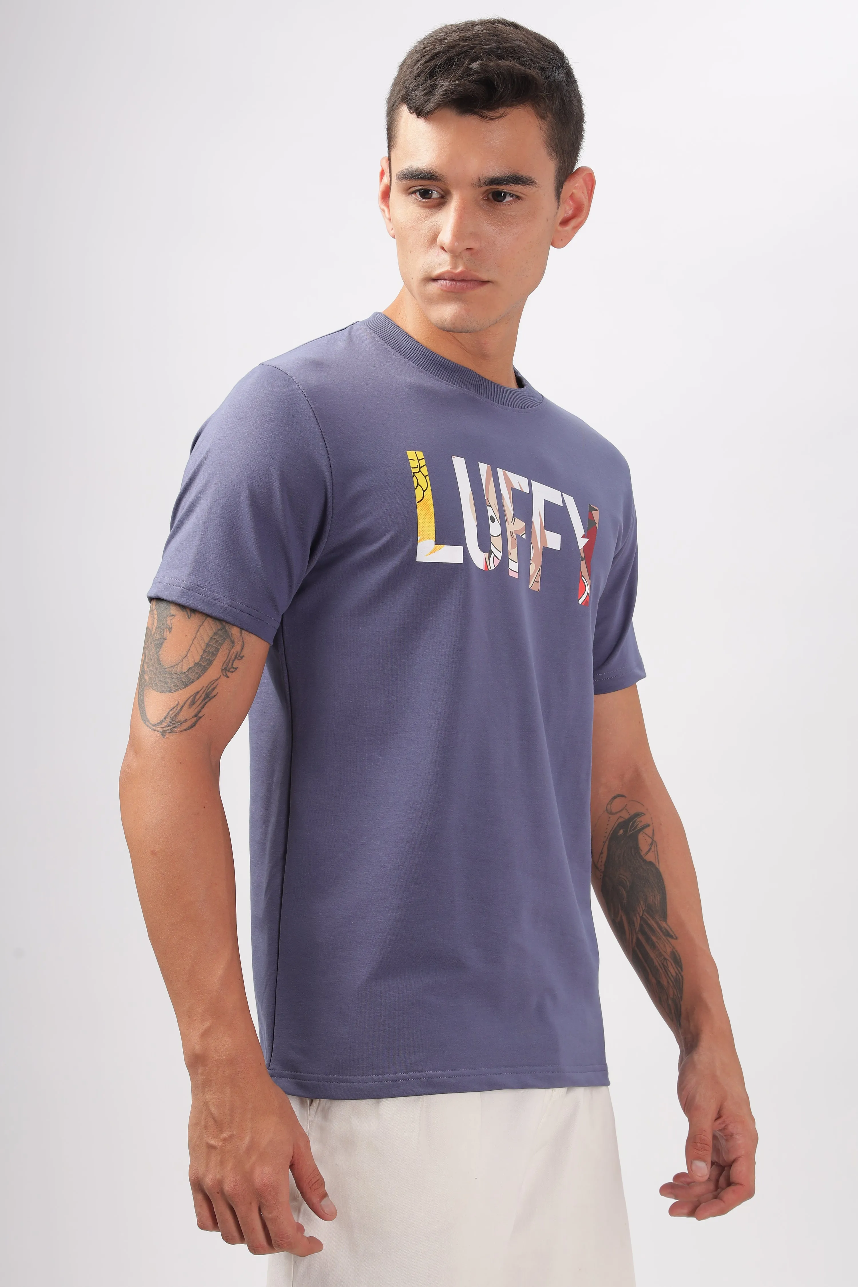 Luffy Graphic Lavender Printed T-Shirt