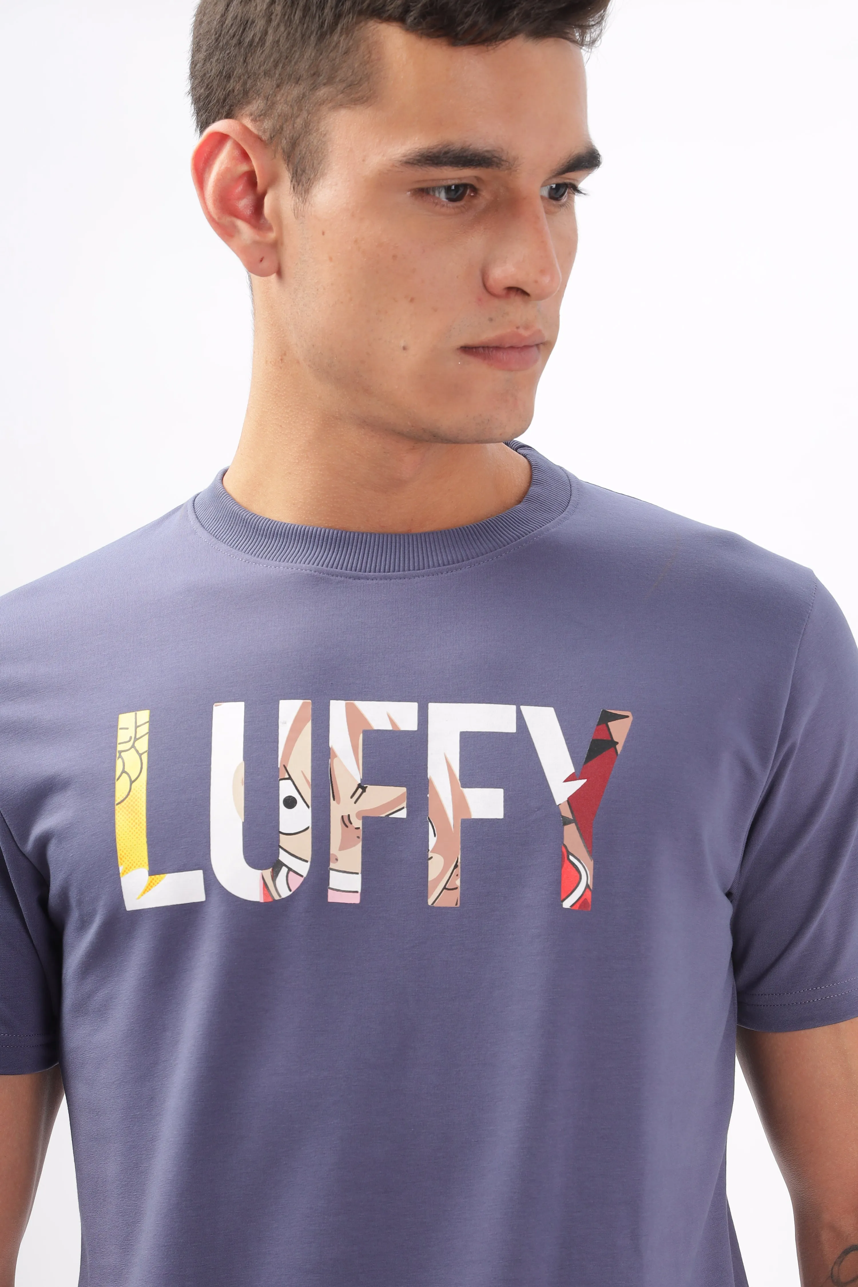 Luffy Graphic Lavender Printed T-Shirt