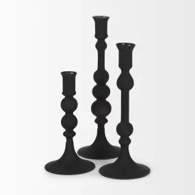 Matte Black Brown Glass Candlesticks