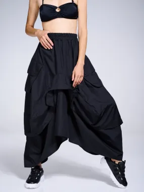 Maxi Skirt With Drapings In Black