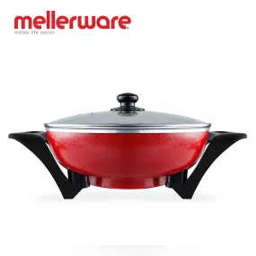 mellerware wok adjustable temperature diecast aluminium red 33x9cm 1500w "bangkok wok"