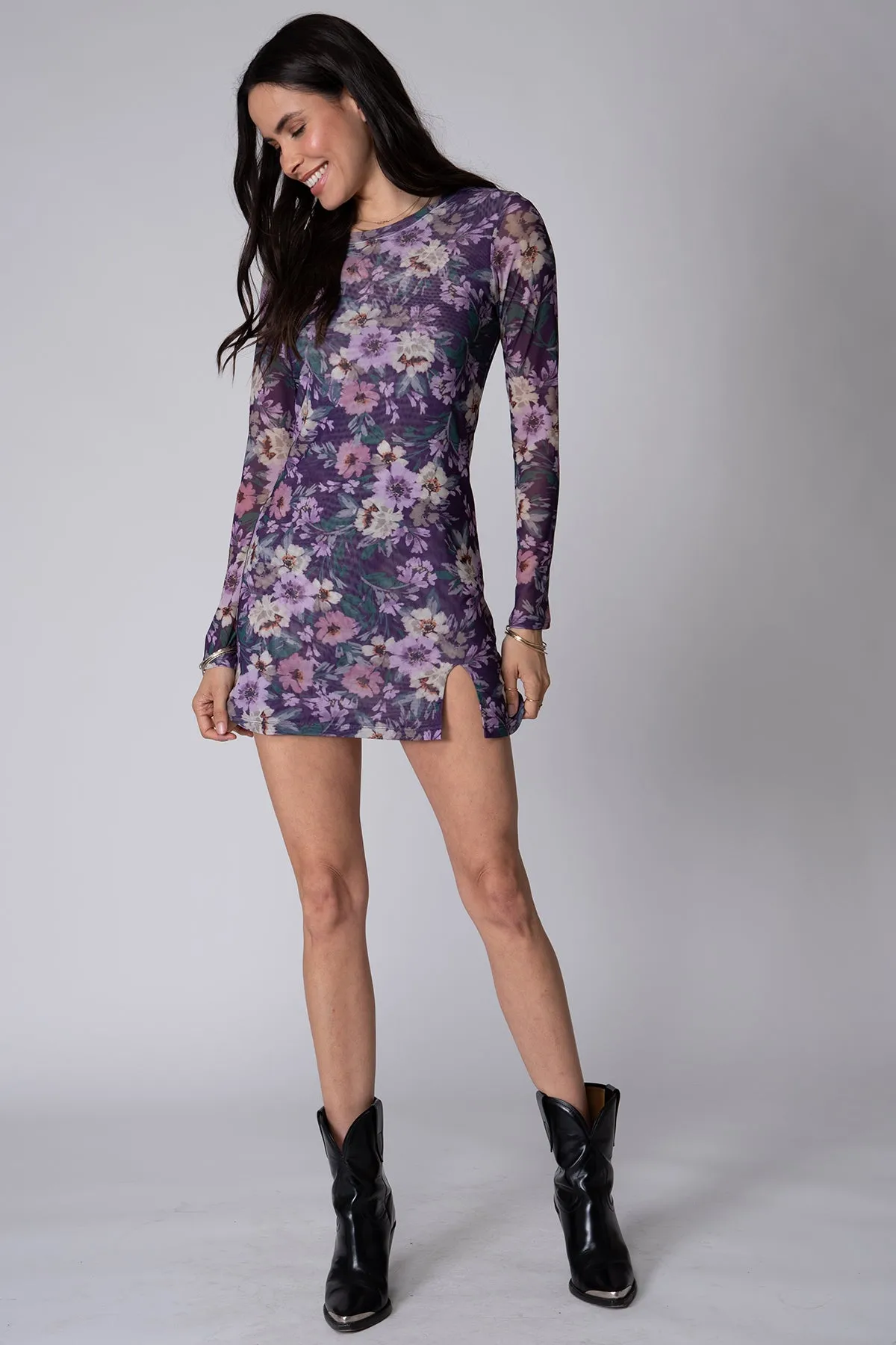 MESH LONGSLEEVE COLETTE MINI DRESS