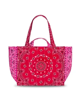 Moyen Cabas Matelassé - MULTI COEURS - Real Red / Fuchsia