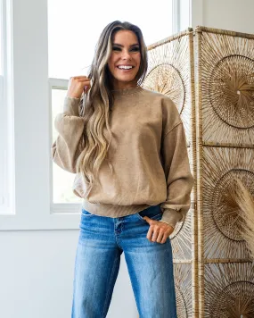 NEW! Boyfriend Crewneck Sweatshirt - Deep Camel