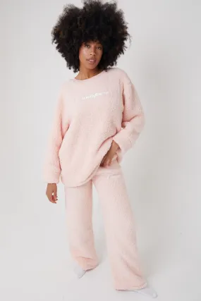 Park Cottage Teddy Fleece Pyjama Set - Pink