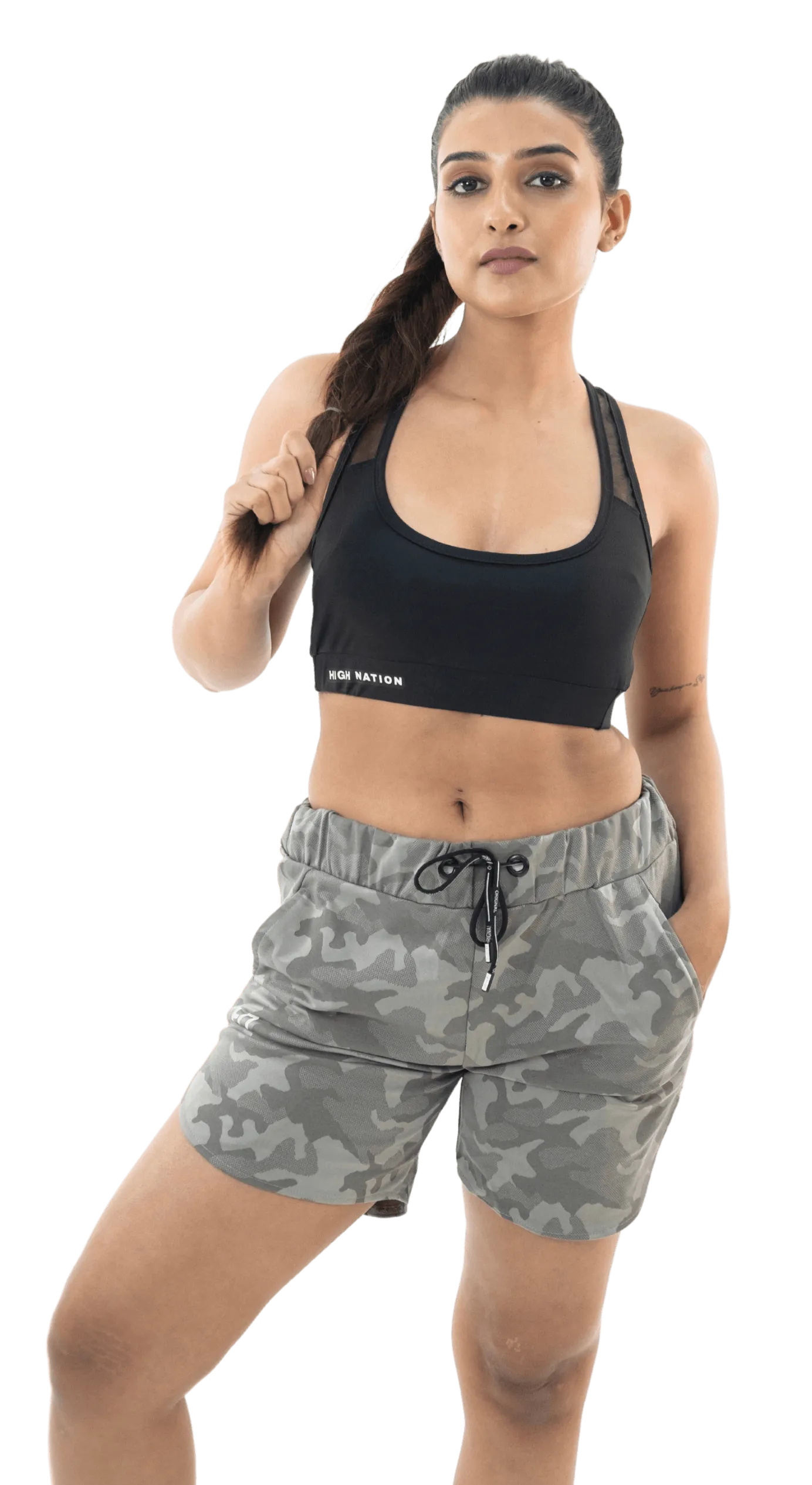 Performance Double Layer Shorts - Grey Camo Design