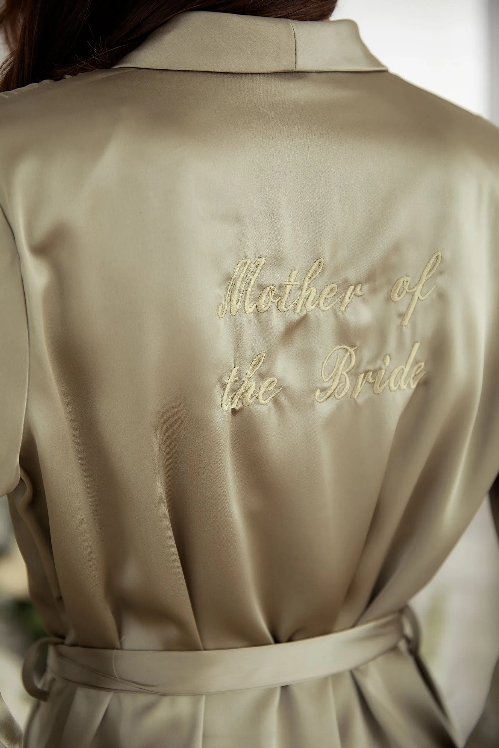 Personalised Bridal Luxury Satin Long Robe - Sage Green