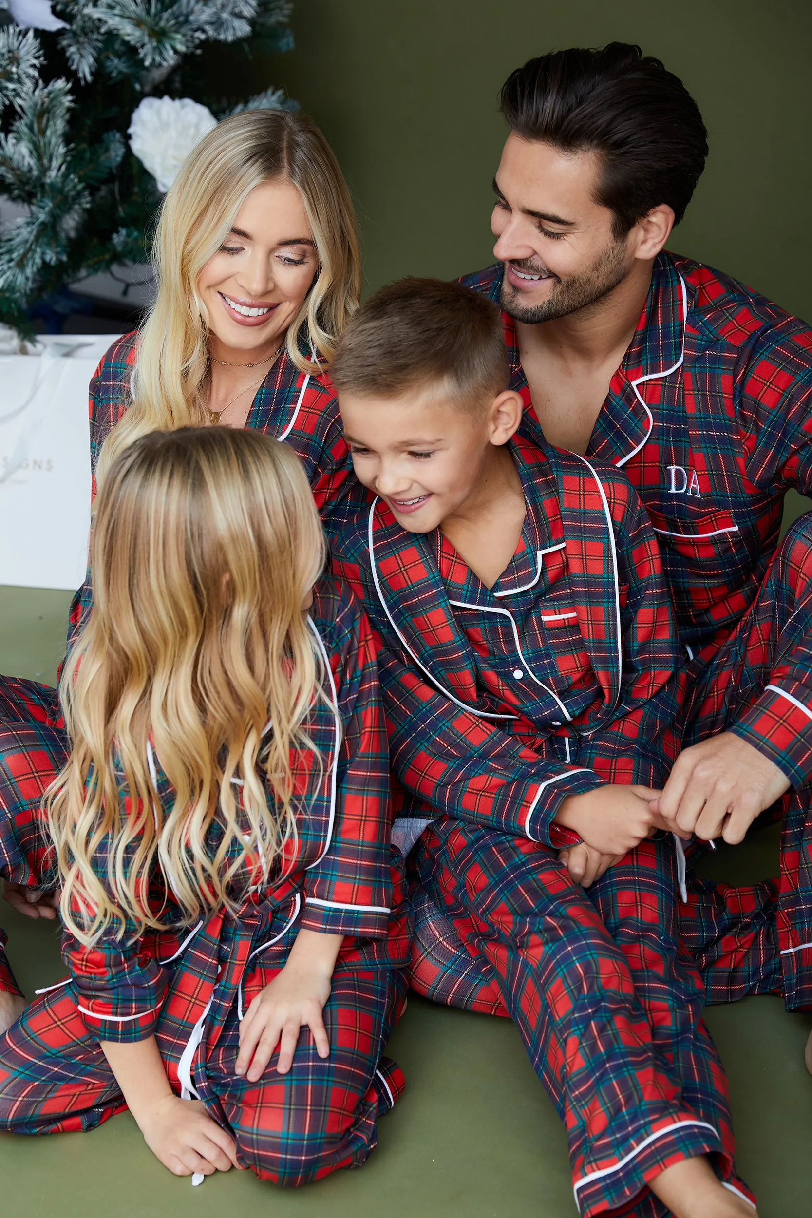 Personalised Christmas Mens Button Down Pyjama set - Tartan