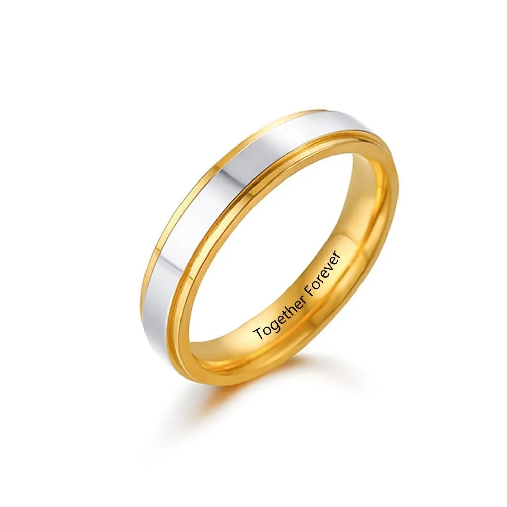 Personalized Gold Color Stainless Steel Couple Rings