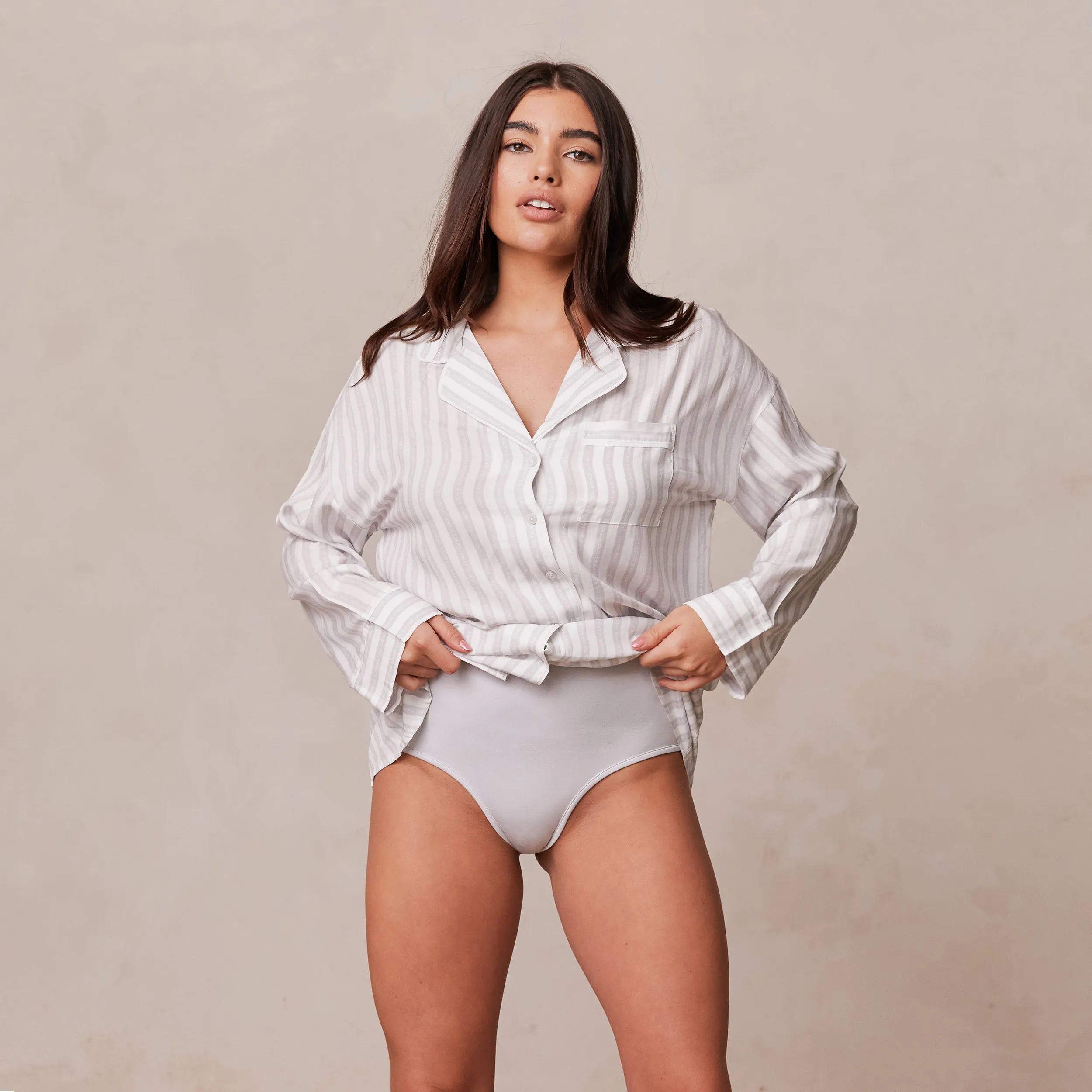 Pinstripe Pyjama Briefs - Frost