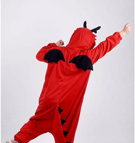 PITaPATs kids onesie animal jumpsuit costume - long sleeve red dragon