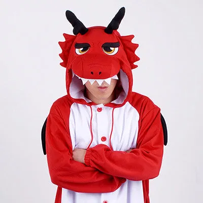 PITaPATs kids onesie animal jumpsuit costume - long sleeve red dragon