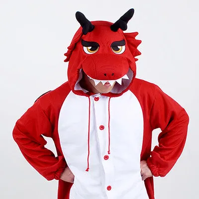 PITaPATs kids onesie animal jumpsuit costume - long sleeve red dragon