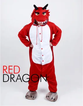 PITaPATs kids onesie animal jumpsuit costume - long sleeve red dragon