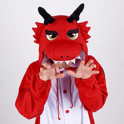 PITaPATs kids onesie animal jumpsuit costume - long sleeve red dragon