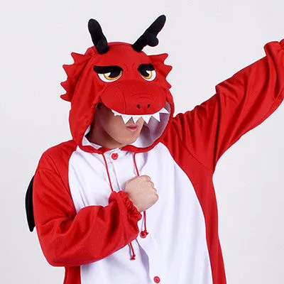 PITaPATs kids onesie animal jumpsuit costume - long sleeve red dragon