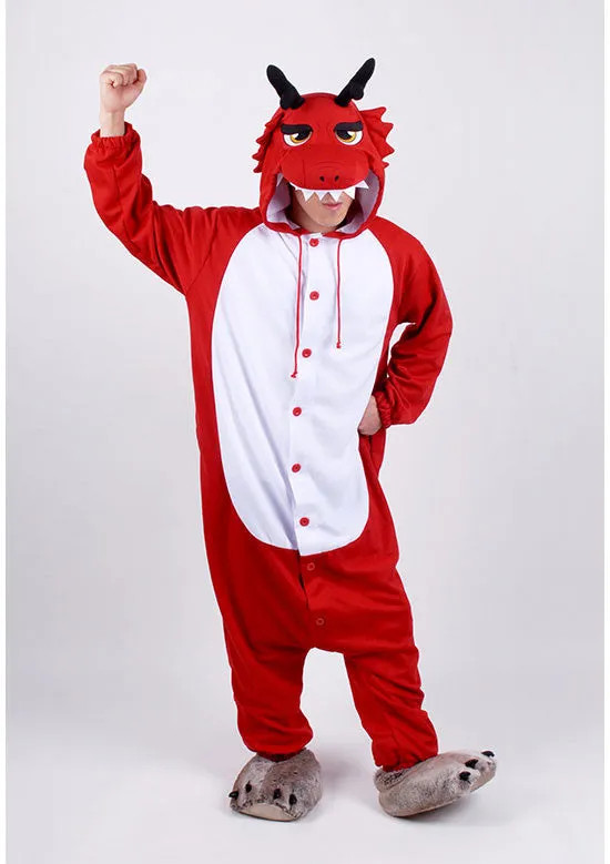 PITaPATs kids onesie animal jumpsuit costume - long sleeve red dragon