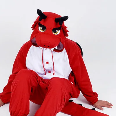 PITaPATs kids onesie animal jumpsuit costume - long sleeve red dragon