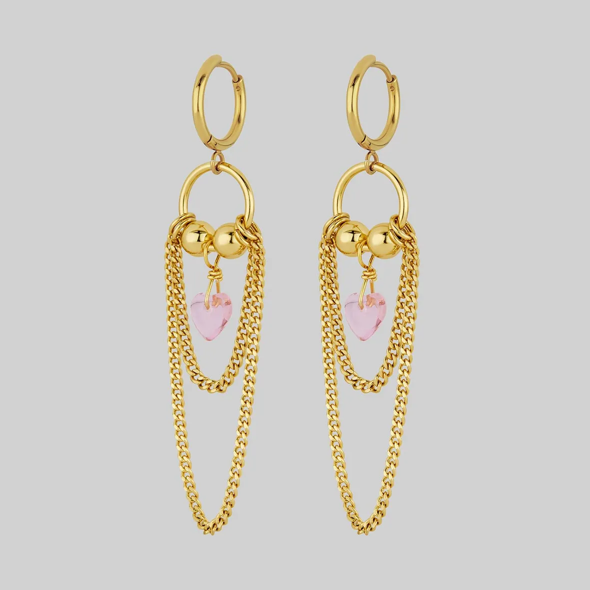 POUR YOUR HEART OUT. Pierced Chain Drop Earrings - Gold