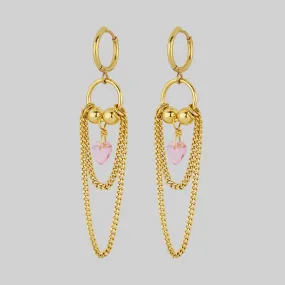 POUR YOUR HEART OUT. Pierced Chain Drop Earrings - Gold