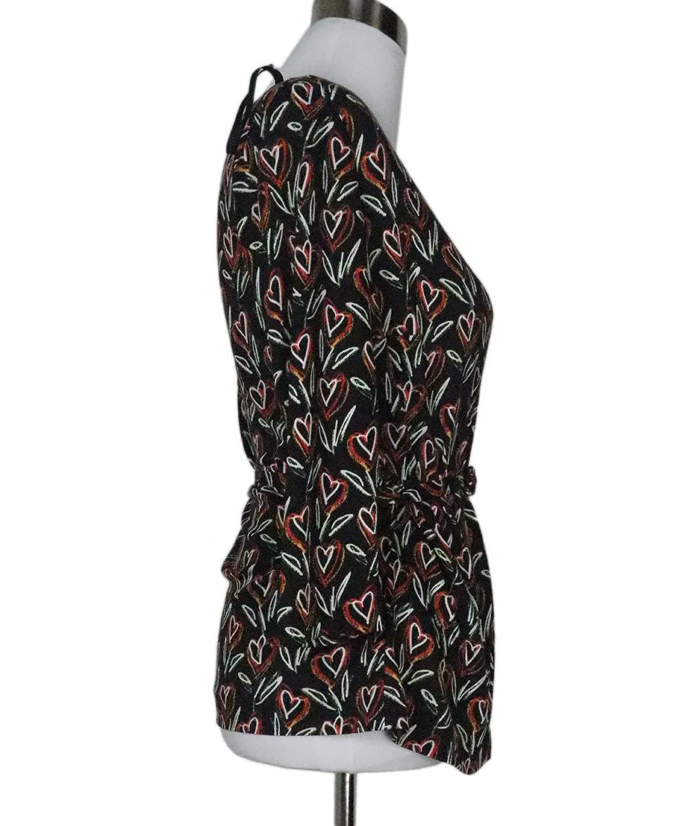 Prada Black Heart Print Top sz 6