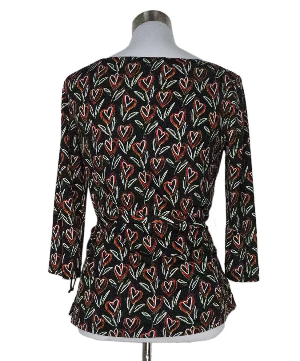 Prada Black Heart Print Top sz 6