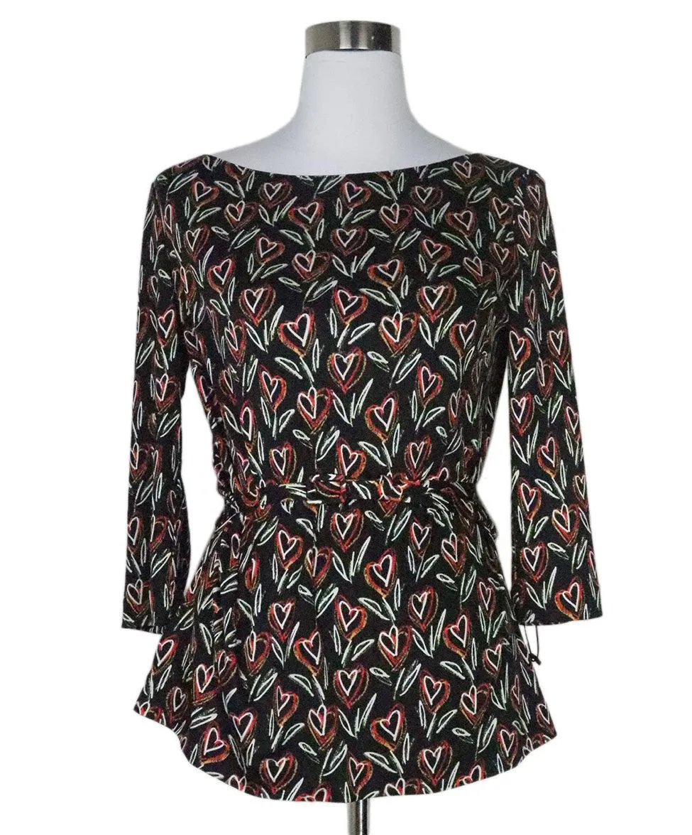 Prada Black Heart Print Top sz 6