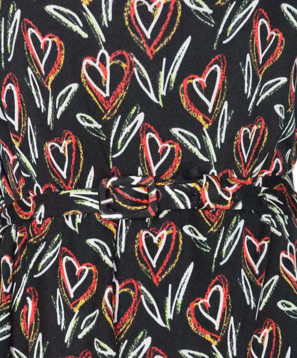 Prada Black Heart Print Top sz 6