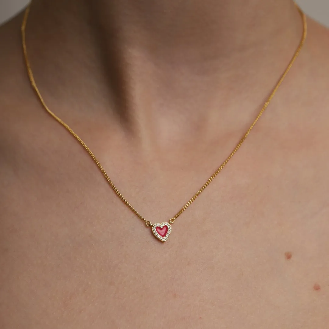 QUIERO MAGENTA HEART NECKLACE