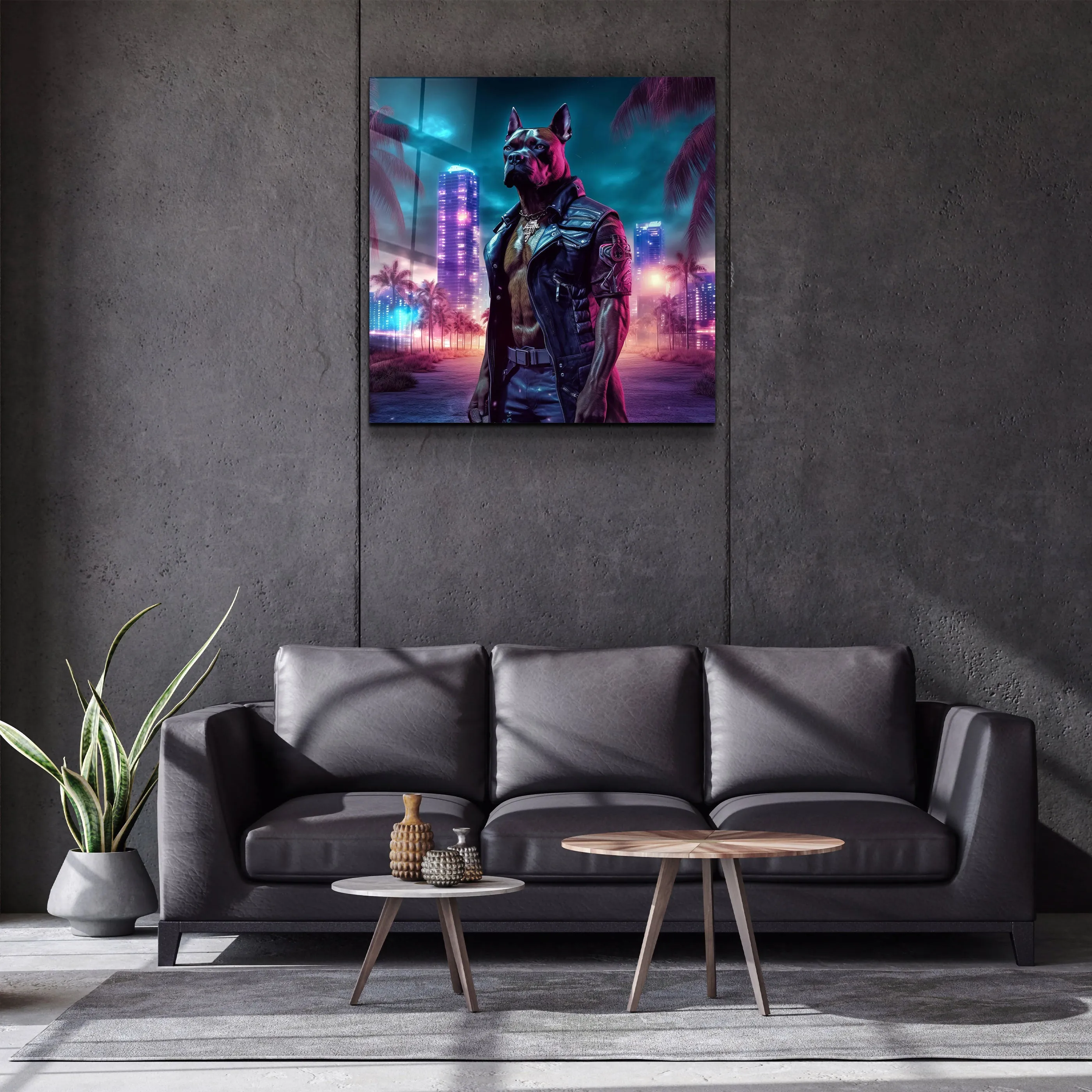 ."Cyberpunk Style - Dog". Designers Collection Glass Wall Art