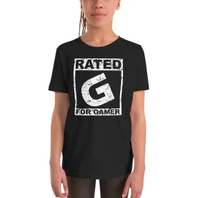 Rated G for Gamer Youth Vinyl Graphic Tee T-Shirt Unisex Boys or Girls