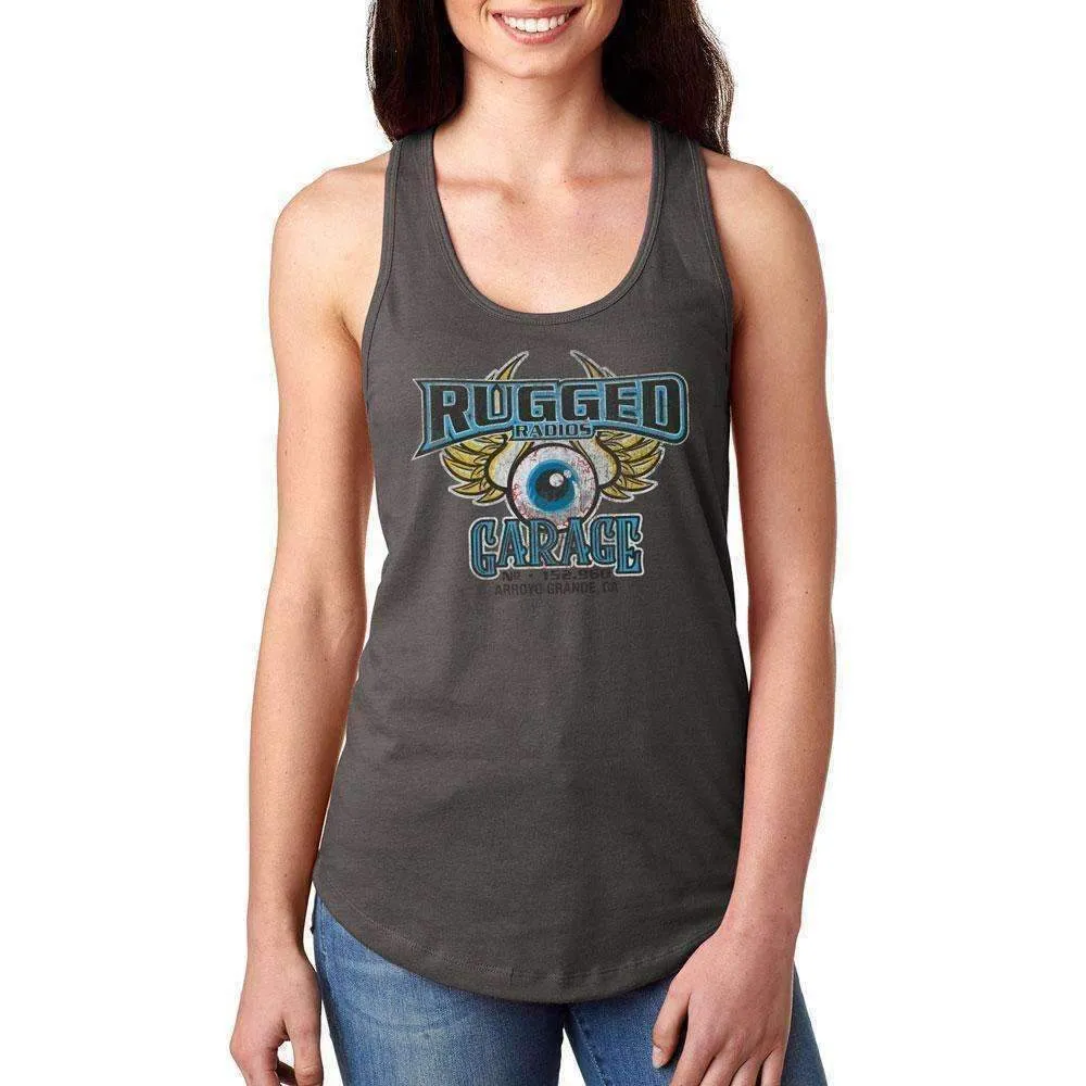 Rugged Radios GARAGE Ladies Racerback Tank Top - Grey