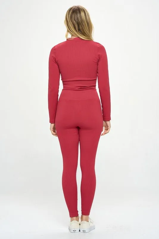 Seamless Long Sleeve Zip Jacket Set