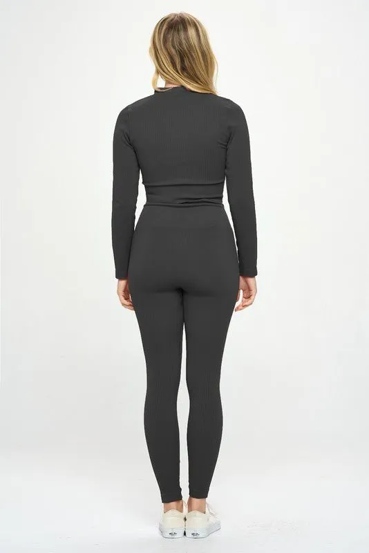 Seamless Long Sleeve Zip Jacket Set