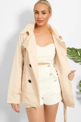 Shimmer Cream Double Breasted Gabardine Jacket