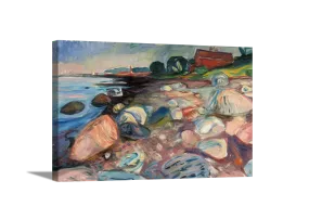 Shore With Red House | Edvard Munch Masters Classic Art in Gallery Wrapped Canvas | Various Sizes