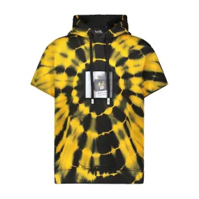 SHORT SLEEVE TV HOODIE BLACK/ORANGE CIRCLE TIE DYE