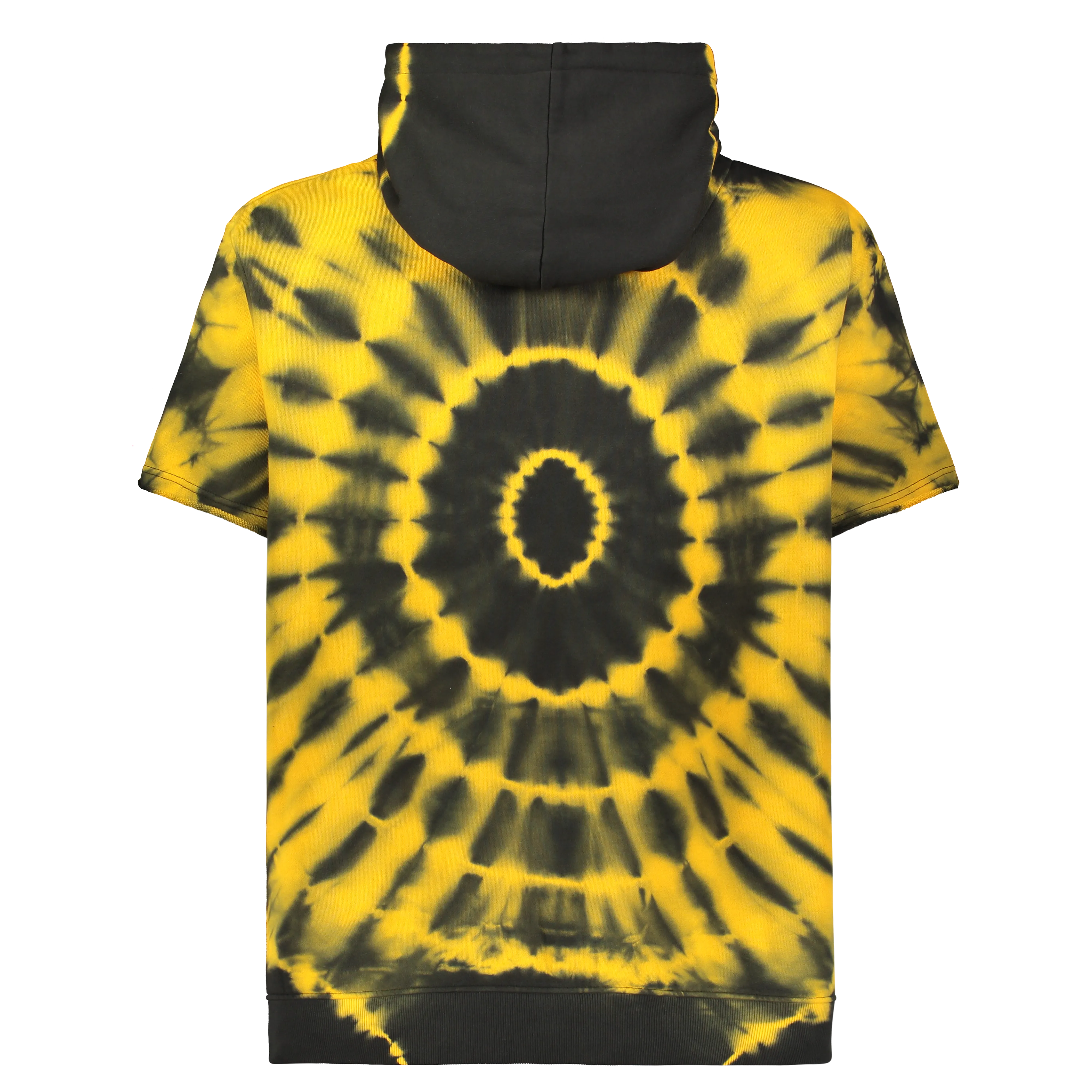 SHORT SLEEVE TV HOODIE BLACK/ORANGE CIRCLE TIE DYE