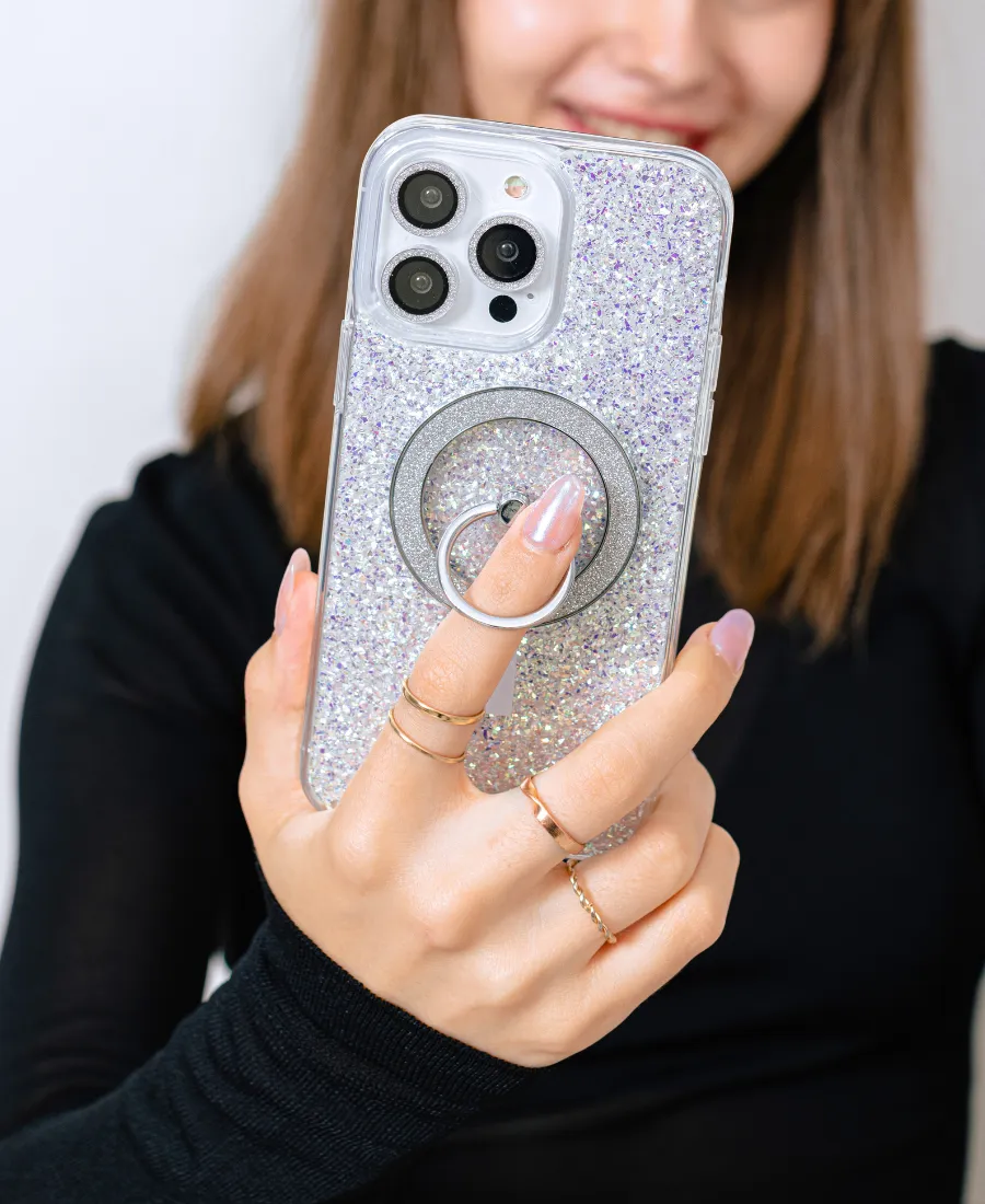 Silver Sparkle MagSafe Phone Case