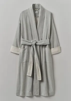 Soft Double Faced Cotton Gown | Grey Melange/Soft Clay