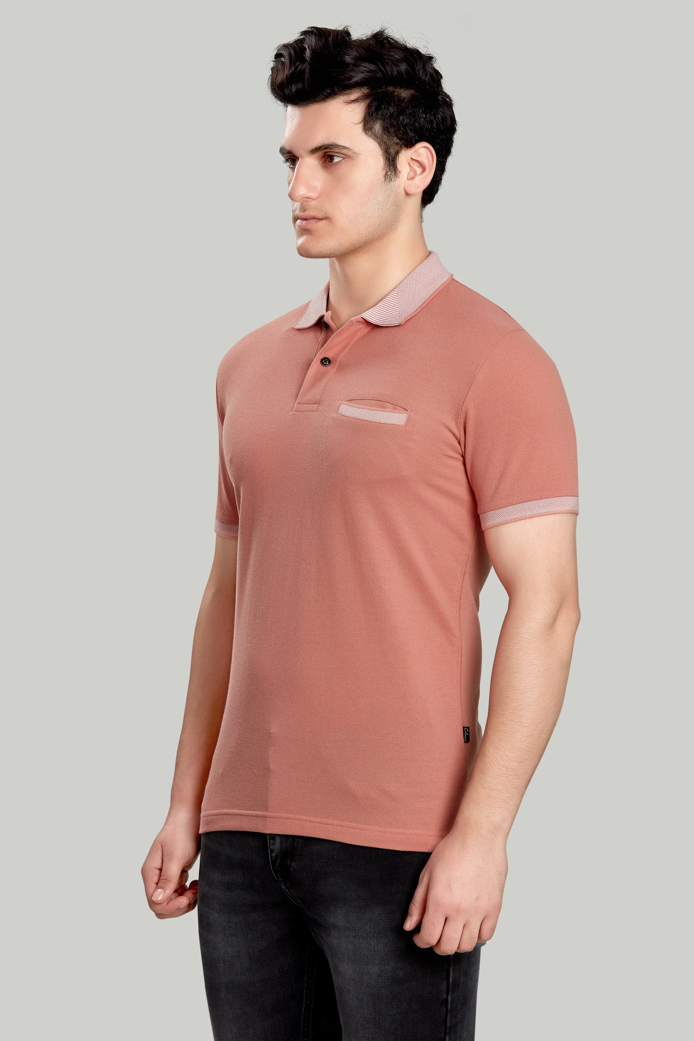 Solid Polo With Jacquard Collar