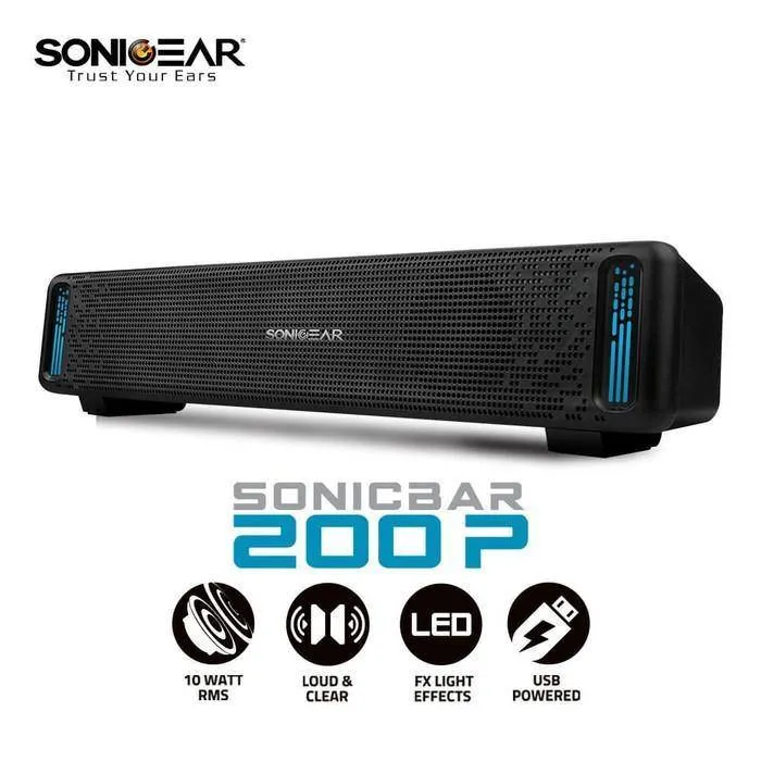 SonicGear SonicBar U200 Powerful Audio Sound Bar With LED Light Effects