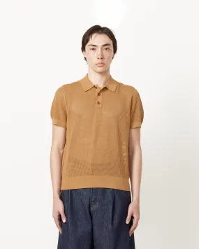 Spread Collar Polo in Cognac