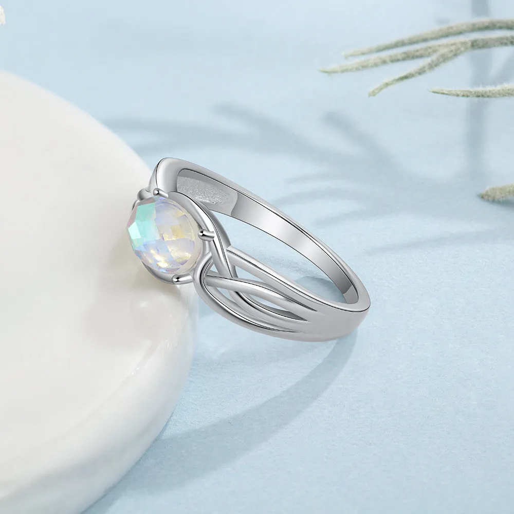 Sterling Silver Oval Rainbow Moonstone Rings