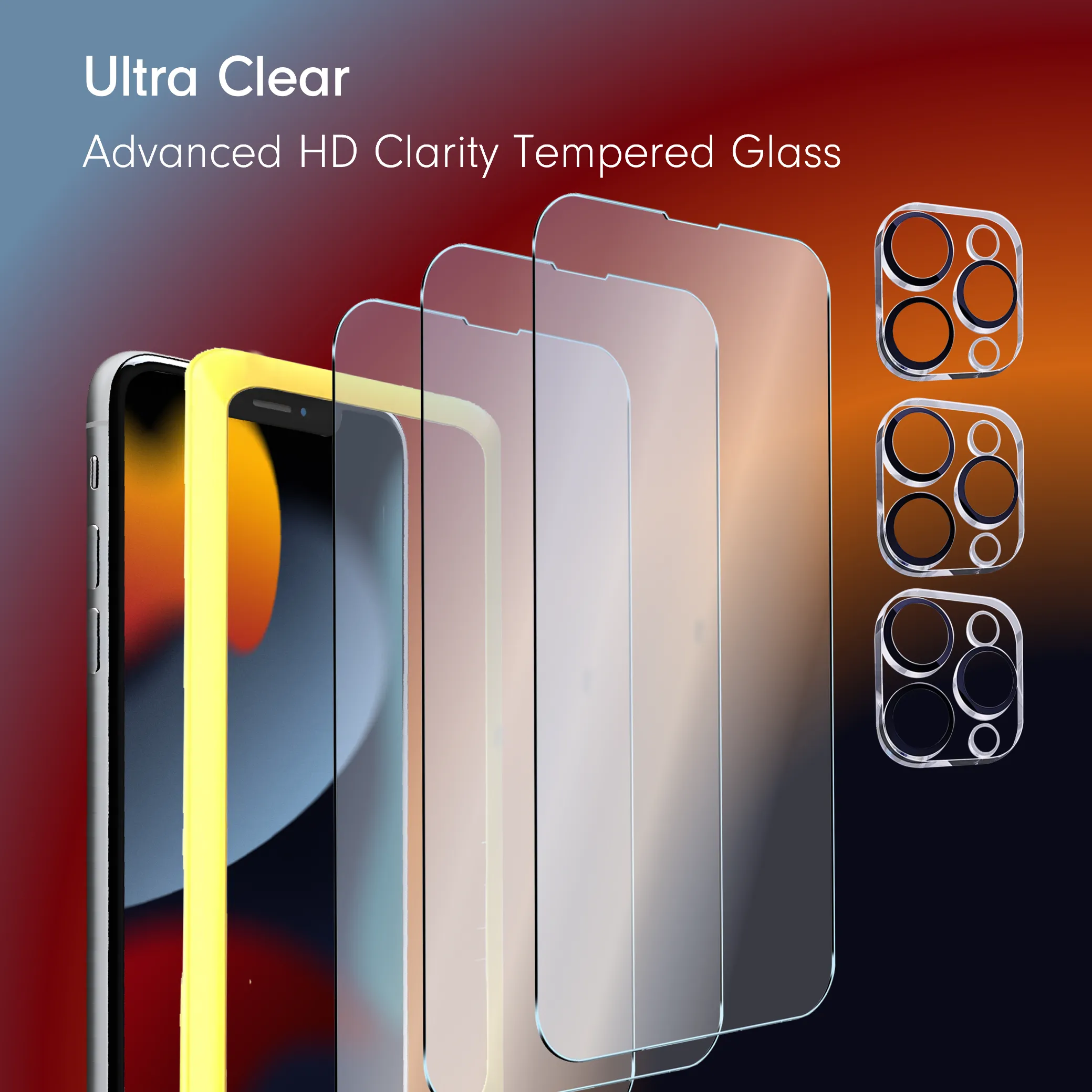 Tempered Glass iPhone Screen & Camera Protector (3-Pack)