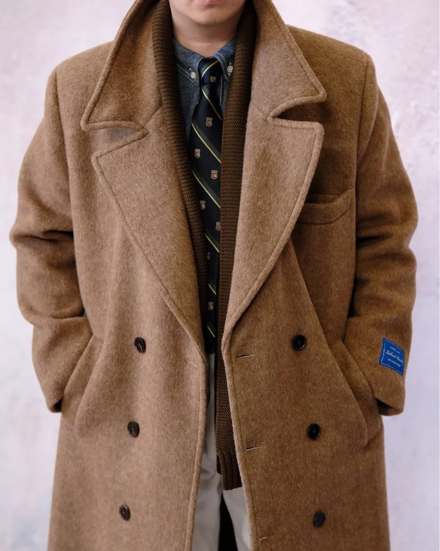 Tweed Peaked Lapel Double-breasted Trench Coat