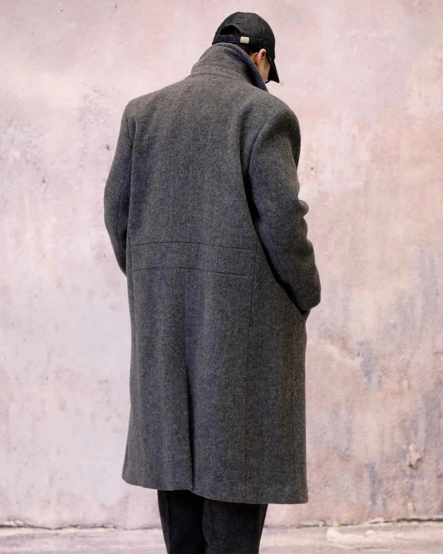 Tweed Peaked Lapel Double-breasted Trench Coat